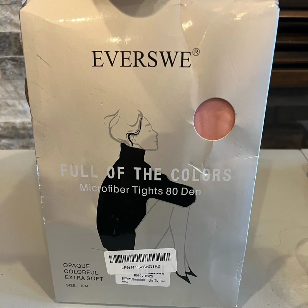 Everswe Women’s 80 Den Soft Opaque Microfiber Tights – Pink S/M NWT